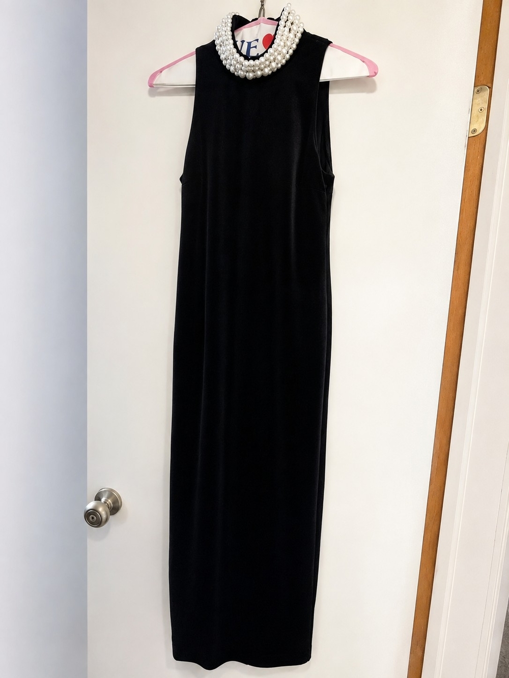 Sleeveless Black Velvet Maxi Dress with Mock Neck